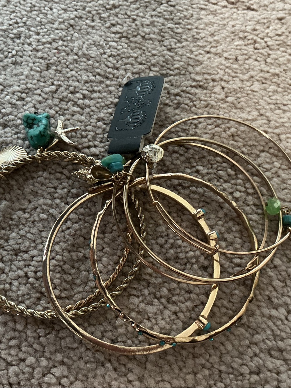 Gold-Tone Bangle Bracelet Set with Turquoise Accents— NWT